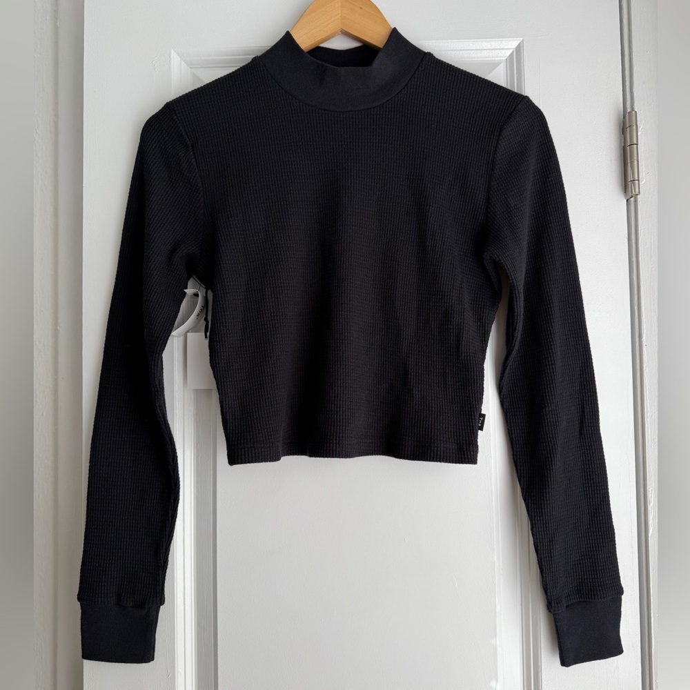 Tna Cropped High Neck Waffle Shirt